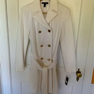 New With Tags INC International Concepts Ivory Belted Pea Coat Size S
